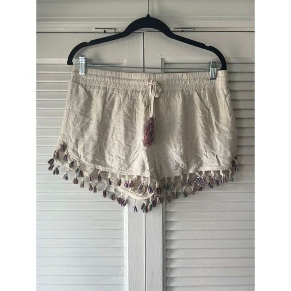 Paper crane linen shorts size large